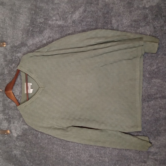 The Territory Ahead Green V-Neck Sweater Made In Italy Cotton Mens Large - Picture 2 of 8